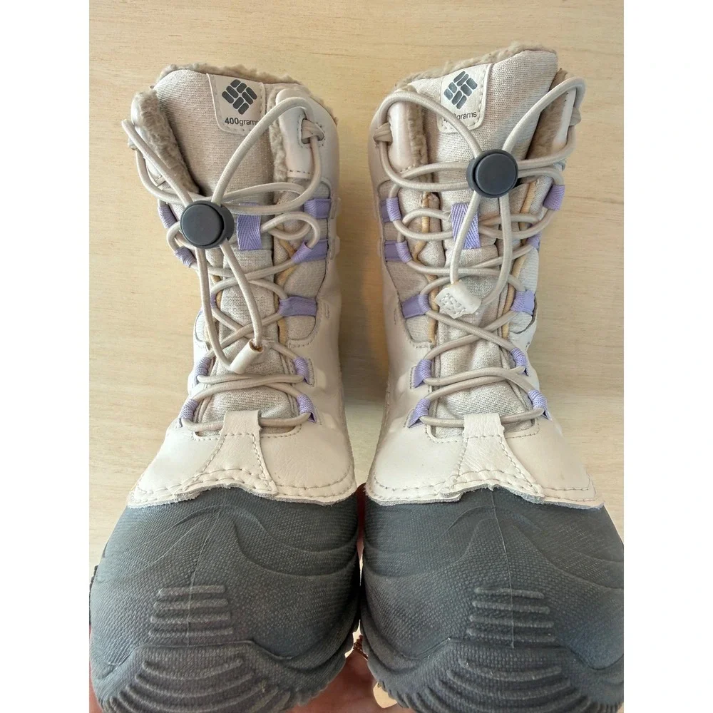 Columbia Youth Bugaboot Plus IV Omni-Heat Winter Boots Grey Purple BY4430-102 3Y